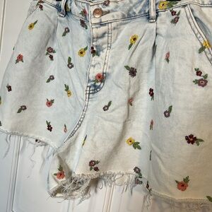 Super High Rise Embroidered Denim Shorts